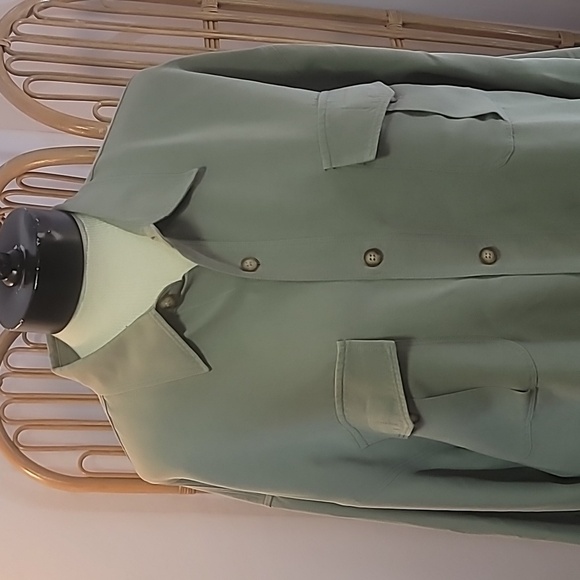 Tommy Bahama 100% silk olive green long sleeve shirt size XL 2 pockets vacation - Picture 2 of 14